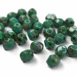 50   Turquoise Picasso böhmische Perlen 4mm, tschechische feuerpolierte facettierte Glasperlen DIY Glasschliff Bild 2