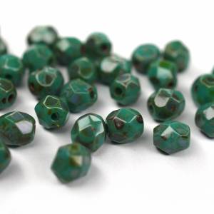 50   Turquoise Picasso böhmische Perlen 4mm, tschechische feuerpolierte facettierte Glasperlen DIY Glasschliff Bild 3