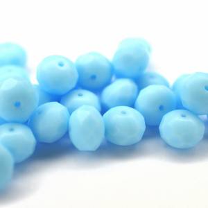 10 Opaque Sky Blue Matte Rondelle böhmische Perlen 6x8mm, tschechische feuerpolierte facettierte Glasperlen DIY Glasschl Bild 3