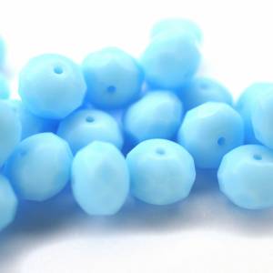 10 Opaque Sky Blue Matte Rondelle böhmische Perlen 6x8mm, tschechische feuerpolierte facettierte Glasperlen DIY Glasschl Bild 4