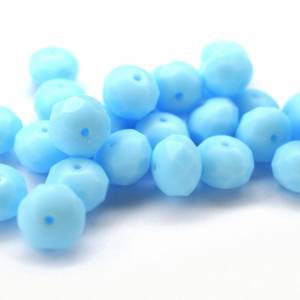 10 Opaque Sky Blue Matte Rondelle böhmische Perlen 6x8mm, tschechische feuerpolierte facettierte Glasperlen DIY Glasschl Bild 5