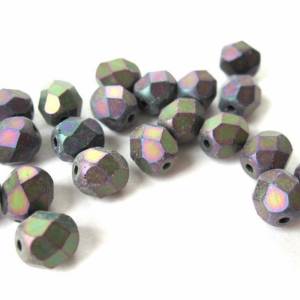 20 Matte Iris Purple böhmische Perlen 6mm, tschechische feuerpolierte facettierte Glasperlen DIY Glasschliff Bild 1
