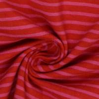 Jersey  Stoff   Kombistoff  Streifen  Gestreift  Rot - Pink Bild 1