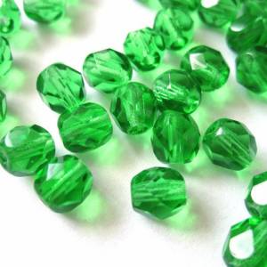 20   Green böhmische Perlen 6mm, tschechische feuerpolierte facettierte Glasperlen DIY Glasschliff Bild 1
