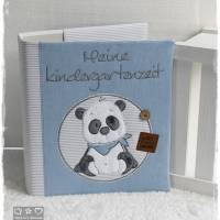 Kindergartenordner/Portfolio blau/grau/weiß mit Panda, personalisierbar Bild 1