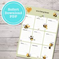 Wochenplaner "Fleißiges Bienchen" 1 Seite als PDF Download Bild 2