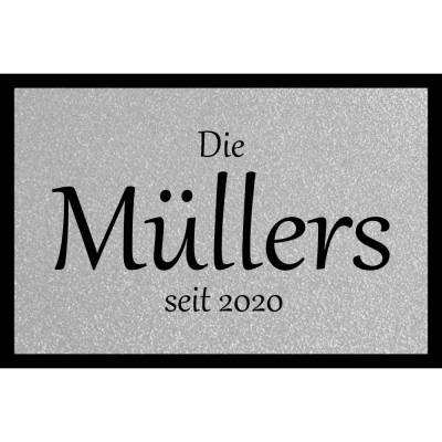 Fußmatte bedruckt mit Die Müllers seit - personalisierbar