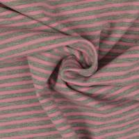 Jersey  Stoff   Kombistoff  Streifen  Gestreift  Grau - Rosa Bild 1