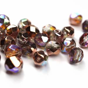 20 Crystal Copper Rainbow böhmische Perlen 6mm, tschechische feuerpolierte facettierte Glasperlen DIY Glasschliff Bild 1