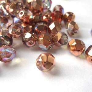 20 Crystal Copper Rainbow böhmische Perlen 6mm, tschechische feuerpolierte facettierte Glasperlen DIY Glasschliff Bild 2