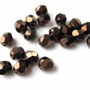 20 Dark Bronze böhmische Perlen 6mm, tschechische feuerpolierte facettierte Glasperlen DIY Glasschliff Bild 1
