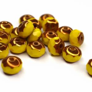 10 Yellow böhmische Perlen 7x5mm, tschechische feuerpolierte facettierte Glasperlen DIY Glasschliff Bild 1