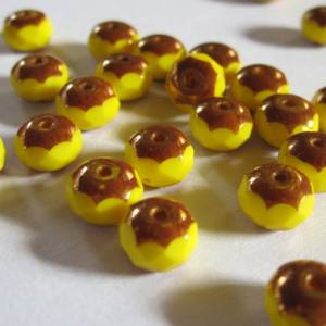 10 Yellow böhmische Perlen 7x5mm, tschechische feuerpolierte facettierte Glasperlen DIY Glasschliff Bild 2