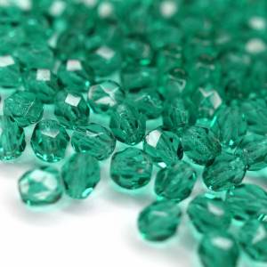 50 Emerald böhmische Perlen 4mm, tschechische feuerpolierte facettierte Glasperlen DIY Glasschliff Bild 1