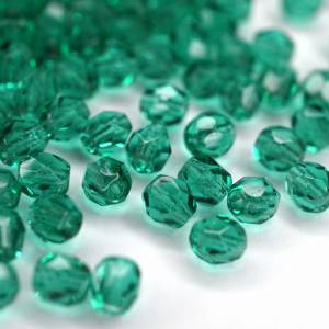 50 Emerald böhmische Perlen 4mm, tschechische feuerpolierte facettierte Glasperlen DIY Glasschliff Bild 2