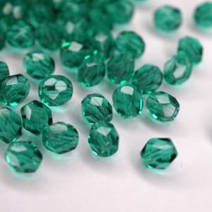 50 Emerald böhmische Perlen 4mm, tschechische feuerpolierte facettierte Glasperlen DIY Glasschliff Bild 3