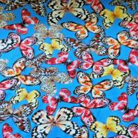 Jersey  Stoff  Kinderstoff  Schmetterlinge  Türkis Bild 1