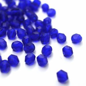 50 Cobol Kobaltblau böhmische Perlen 4mm, tschechische feuerpolierte facettierte Glasperlen DIY Glasschliff Bild 1