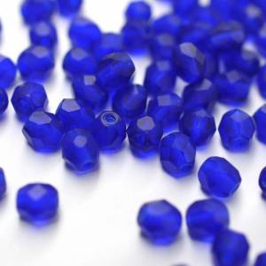 50 Cobol Kobaltblau böhmische Perlen 4mm, tschechische feuerpolierte facettierte Glasperlen DIY Glasschliff Bild 2