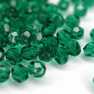 50 Dark Emerald böhmische Perlen 4mm, tschechische feuerpolierte facettierte Glasperlen DIY Glasschliff Bild 1