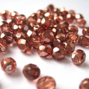 50 Crystal Peach Metallic Ice böhmische Perlen 4mm, tschechische feuerpolierte facettierte Glasperlen DIY Glasschliff Bild 1