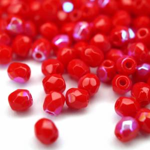 50 Opaque Red AB böhmische Perlen 3mm, tschechische feuerpolierte facettierte Glasperlen DIY Glasschliff Bild 5