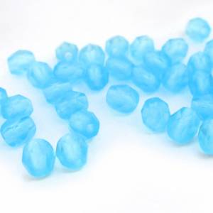 50   Matte Aquamarine böhmische Perlen 4mm, tschechische feuerpolierte facettierte Glasperlen DIY Glasschliff Bild 1