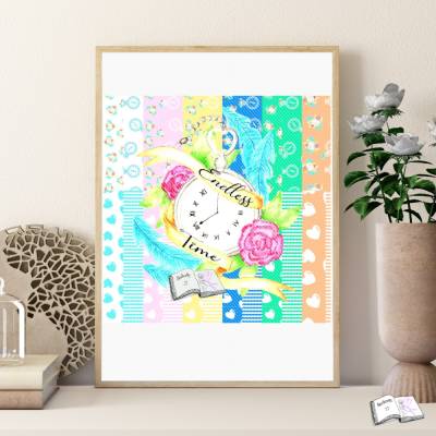 Digiset Blumen Taschenuhr