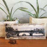 Paris Boot Brücke Seine Holzbild - Weinkisten Upcycling, 9x23 cm, Wanddeko, Shabby Style, retro, Dekoration, Wandbild Bild 2