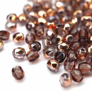 50 Amethyst Capri Gold böhmische Perlen 3mm, tschechische feuerpolierte facettierte Glasperlen DIY Glasschliff