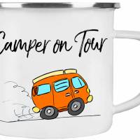 Camping-Emaille-Tasse CAMPER ON TOUR ┊tolle Geschenkidee für Camper Bild 1