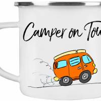 Camping-Emaille-Tasse CAMPER ON TOUR ┊tolle Geschenkidee für Camper Bild 2
