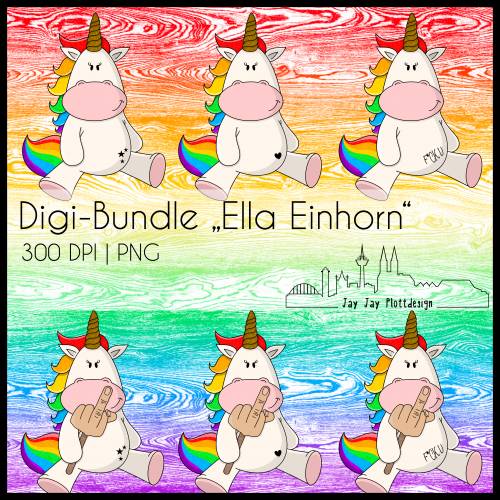 Digi-Bundle Ella Einhorn zum drucken, sublimieren, basteln