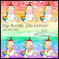 Digi-Bundle Ella Einhorn zum drucken, sublimieren, basteln Bild 1