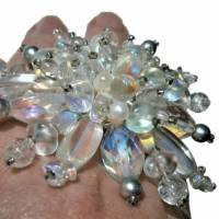 Pusteblume 75 mm großer Ring Kristallglas funkelnd Perlen weiß crazy verstellbar Bild 1