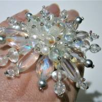 Pusteblume 75 mm großer Ring Kristallglas funkelnd Perlen weiß crazy verstellbar Bild 3