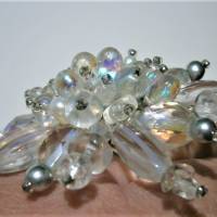 Pusteblume 75 mm großer Ring Kristallglas funkelnd Perlen weiß crazy verstellbar Bild 5