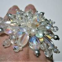 Pusteblume 75 mm großer Ring Kristallglas funkelnd Perlen weiß crazy verstellbar Bild 6