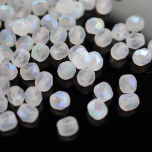 50 Crystal Full AB Matted böhmische Perlen 4mm, tschechische feuerpolierte facettierte Glasperlen DIY Glasschliff Bild 2