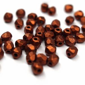 50 Metallic Dark Copper böhmische Perlen 3mm, tschechische feuerpolierte facettierte Glasperlen DIY Glasschliff Bild 1