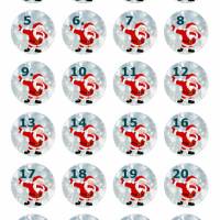 24 Sticker Etiketten Aufkleber, rund D= 4 cm , Adventskalender Zahlen, Zahlensticker, Weihnachten,  neu Bild 1