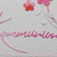 Glückwunschkarte zur Kommunion - Kreuz im Kreis, rosa-pink, Kommunionskarte für Mädchen Bild 3