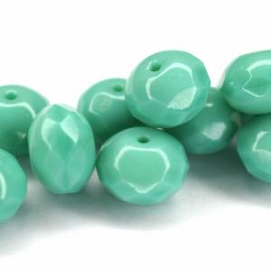 10 Opaque Turquoise Rondelle böhmische Perlen 6x9mm, tschechische feuerpolierte facettierte Glasperlen DIY Glasschliff Bild 1