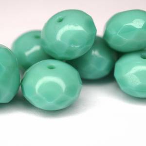 10 Opaque Turquoise Rondelle böhmische Perlen 6x9mm, tschechische feuerpolierte facettierte Glasperlen DIY Glasschliff Bild 3