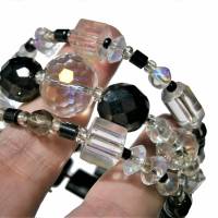 Armband Regenbogen irisierendes Glas 3-reihig funkelnd Hämatit handgemacht Spiralarmband boho Bild 3