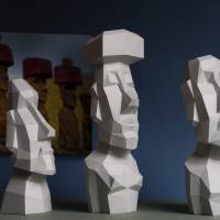 Osterinsel Moai Statuen, Papierbausatz von Paperwolf für 3 Rapa Nui Figuren Bild 2
