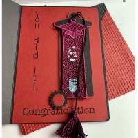 Zur Promotion oder zum Master of Science: Filigran gesticktes Lesezeichen mit großer Glückwunschkarte Bild 2