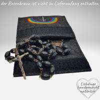 Filztäschchen Rosenkranz REGENBOGEN Kreuz Rosenkranztasche Wollfilz . Bild 3