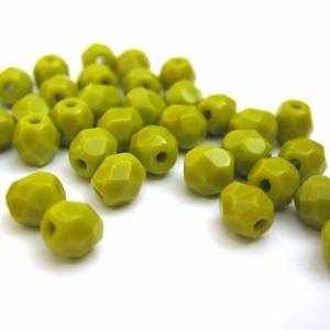 50   Opaque Olivine böhmische Perlen 4mm, tschechische feuerpolierte facettierte Glasperlen DIY Glasschliff Bild 1