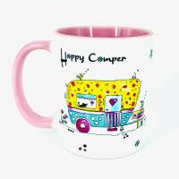 Tasse Happy Camper, Geschenk-Idee für Camper, Camping-Geschirr, Kaffeebecher rosa Bild 3